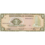 2 Cordobas Nicaragua 1972 Biljet
